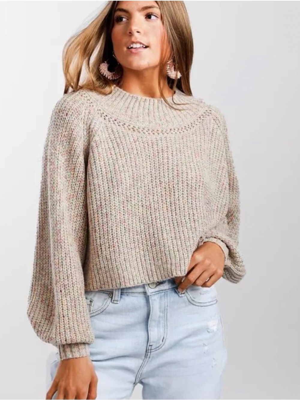 HYFVE | Confetti Chunky Ribbed Crop Sweater | Size M